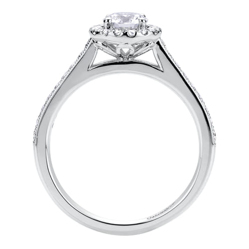 Vintage Inspired Platinum Round Halo Diamond Engagement Ring