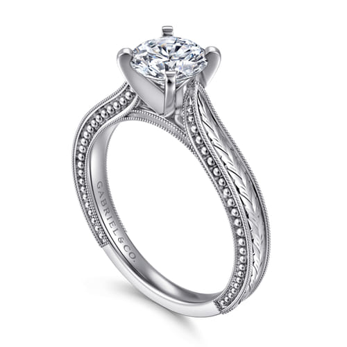 Vintage Inspired Platinum Round Solitaire Engagement Ring