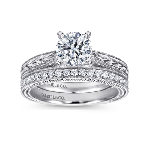 Vintage Inspired Platinum Round Solitaire Engagement Ring