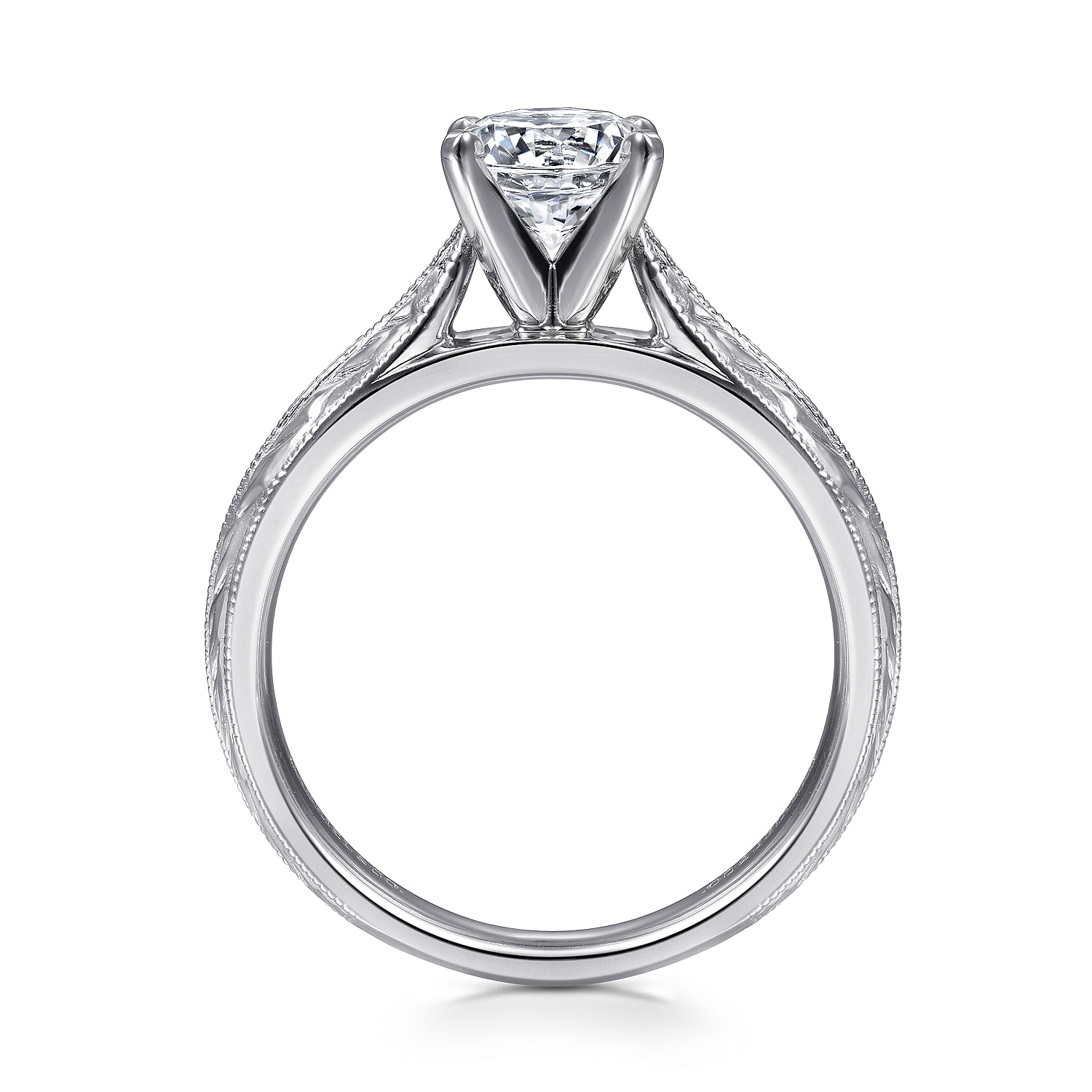Vintage Inspired Platinum Round Solitaire Engagement Ring