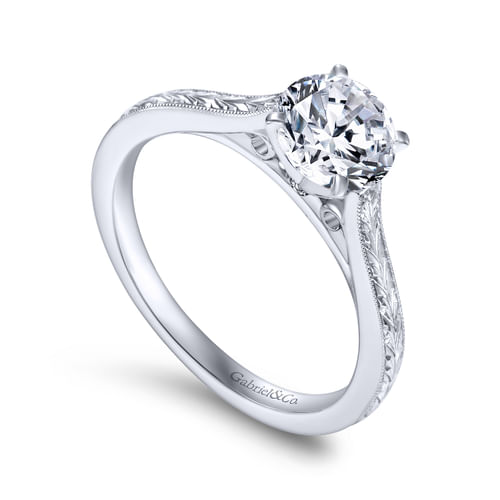 Vintage Inspired Platinum Round Solitaire Engagement Ring