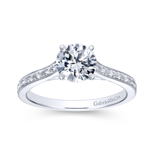 Vintage Inspired Platinum Round Solitaire Engagement Ring