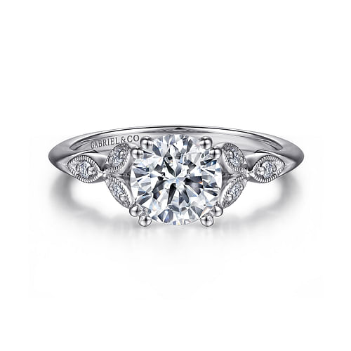 Vintage Inspired Platinum Round Split Shank Diamond Engagement Ring