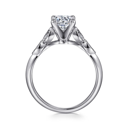 Vintage Inspired Platinum Split Shank Round Diamond Engagement Ring