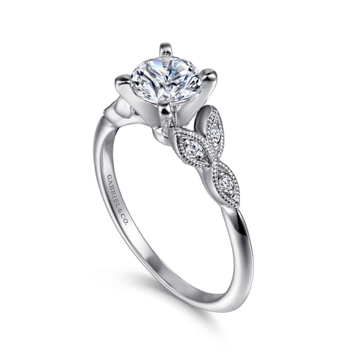 Vintage Inspired Platinum Split Shank Round Diamond Engagement Ring