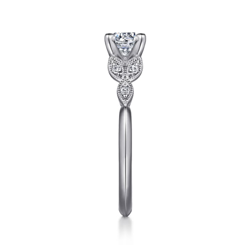 Vintage Inspired Platinum Split Shank Round Diamond Engagement Ring