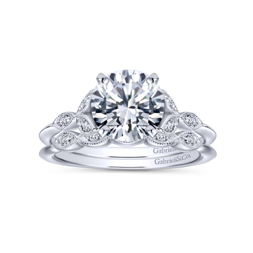 Vintage Inspired Platinum Split Shank Round Diamond Engagement Ring