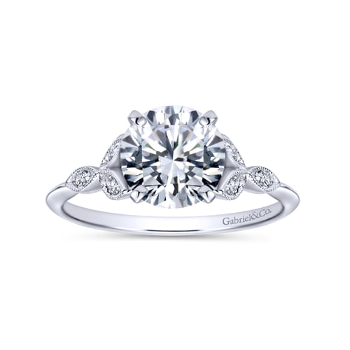 Vintage Inspired Platinum Split Shank Round Diamond Engagement Ring