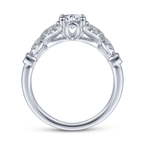 Vintage Inspired Platinum Split Shank Round Diamond Engagement Ring