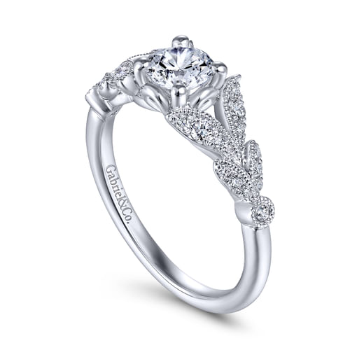 Vintage Inspired Platinum Split Shank Round Diamond Engagement Ring