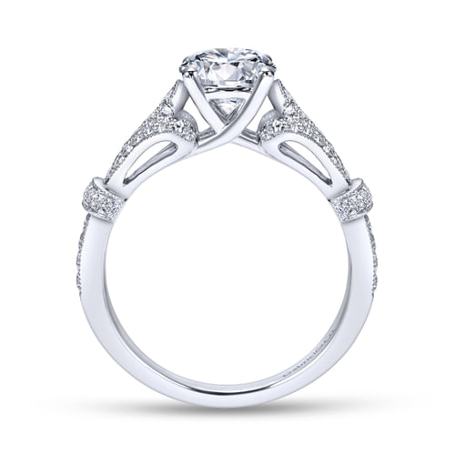 Vintage Inspired Platinum Split Shank Round Diamond Engagement Ring