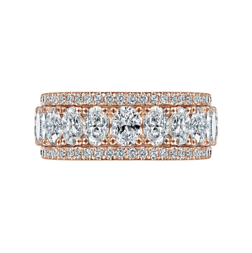 Wide 14K Rose Gold Oval and Round Diamond Anniversary Band