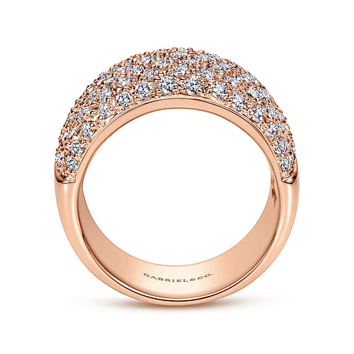 Wide 14K Rose Gold Pavé Diamond Anniversary Band