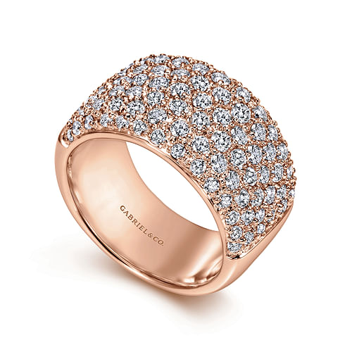 Wide 14K Rose Gold Pavé Diamond Anniversary Band