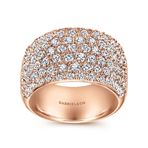 Wide 14K Rose Gold Pavé Diamond Anniversary Band