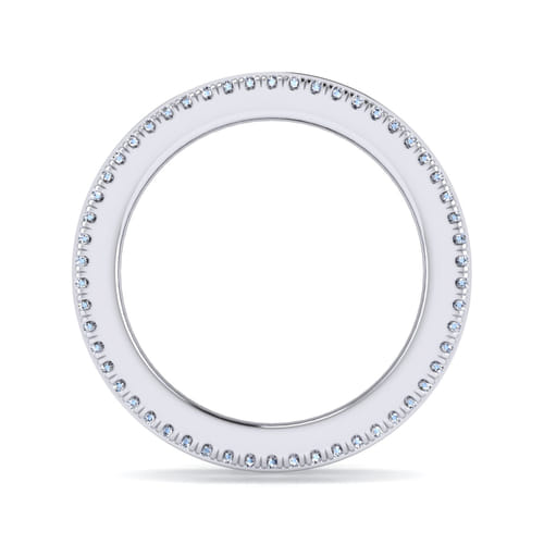 Wide 14K White Gold Channel Set Diamond Anniversary Band with Round and Princess Cut Diamonds