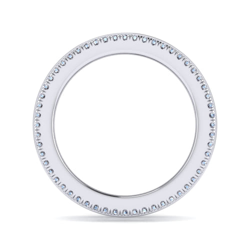 Wide 14K White Gold Channel Set Diamond Anniversary Band with Round and Princess Cut Diamonds