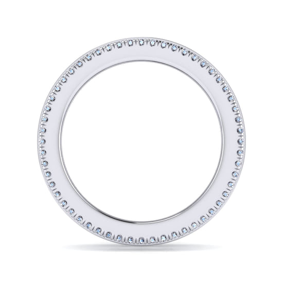 Wide 14K White Gold Channel Set Diamond Anniversary Band with Round and Princess Cut Diamonds angle 2