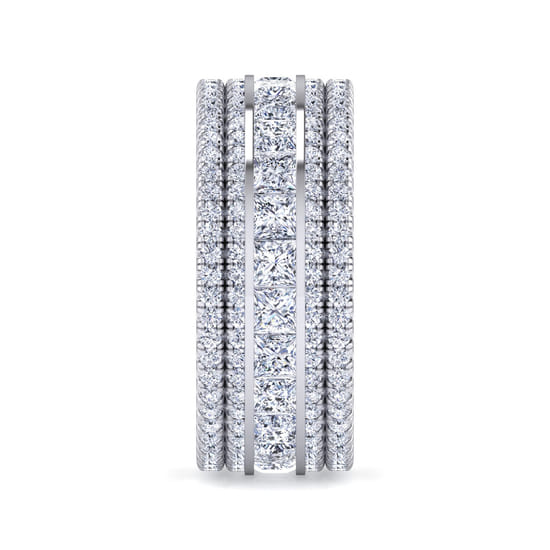 Wide 14K White Gold Channel Set Diamond Anniversary Band with Round and Princess Cut Diamonds angle 4