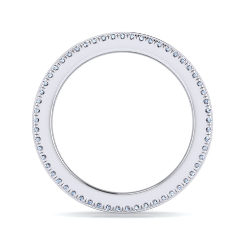Wide 14K White Gold Channel Set Diamond Anniversary Band with Round and Princess Cut Diamonds