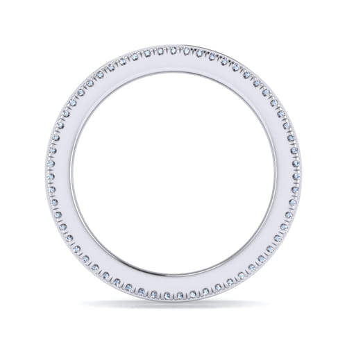 Wide 14K White Gold Channel Set Diamond Anniversary Band with Round and Princess Cut Diamonds