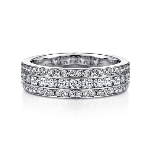 Wide 14K White Gold Channel Set Diamond Anniversary Band