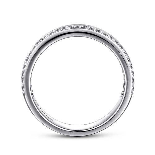 Wide 14K White Gold Channel Set Diamond Anniversary Band