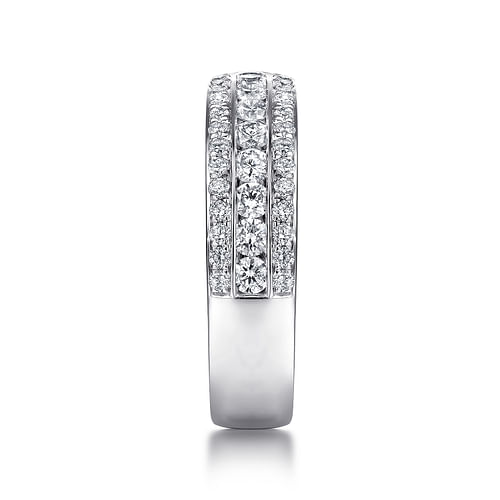 Wide 14K White Gold Channel Set Diamond Anniversary Band