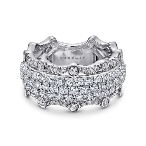 Wide 14K White Gold Diamond Anniversary Band