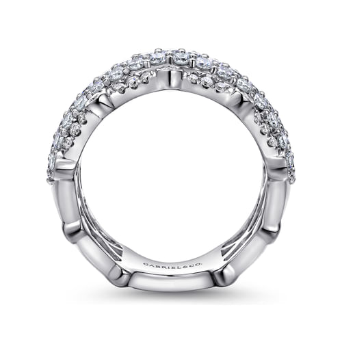 Wide 14K White Gold Diamond Anniversary Band