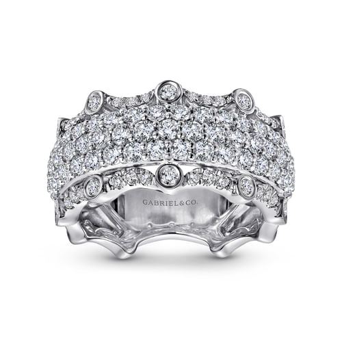 Wide 14K White Gold Diamond Anniversary Band
