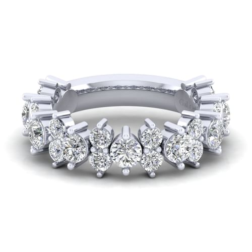 Wide 14K White Gold Diamond Anniversary Band