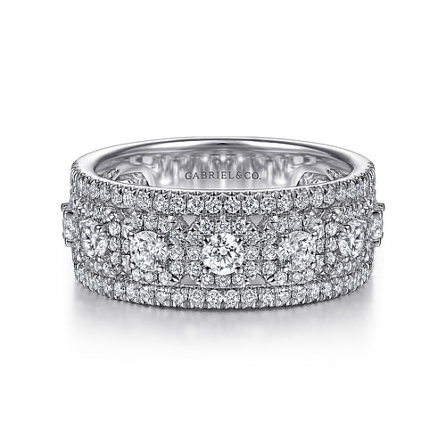 Wide 14K White Gold Diamond Anniversary Band