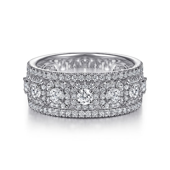 Gabriel - Wide 14K White Gold Diamond Anniversary Band