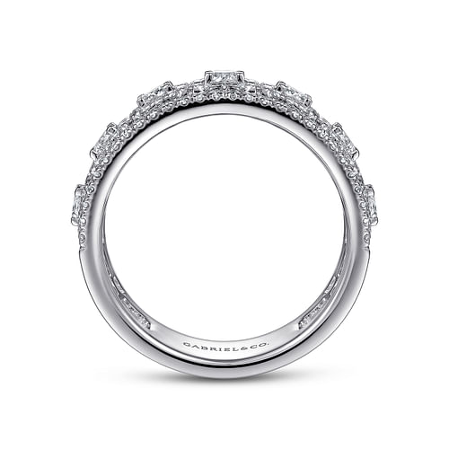 Wide 14K White Gold Diamond Anniversary Band