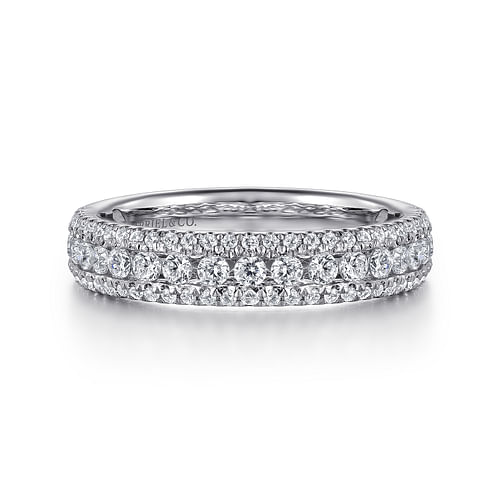 Wide 14K White Gold Diamond Anniversary Band