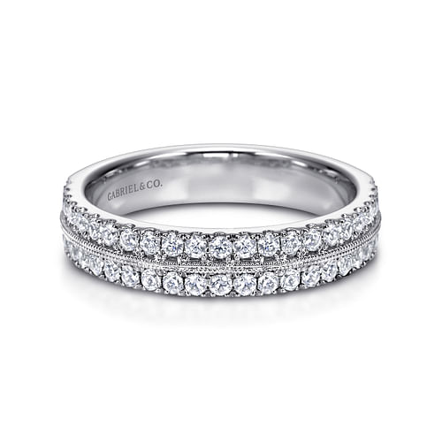 Wide 14K White Gold Diamond Anniversary Band