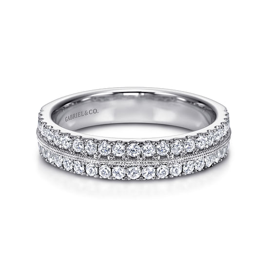 Gabriel - Wide 14K White Gold Diamond Anniversary Band