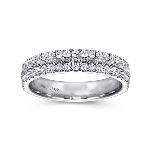 Wide 14K White Gold Diamond Anniversary Band