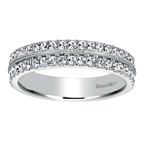 Wide 14K White Gold Diamond Anniversary Band