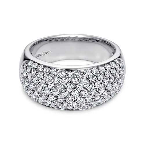 Wide 14K White Gold Diamond Pavé Anniversary Band