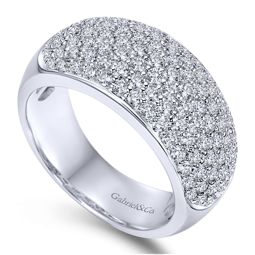 Wide 14K White Gold Diamond Pavé Anniversary Band