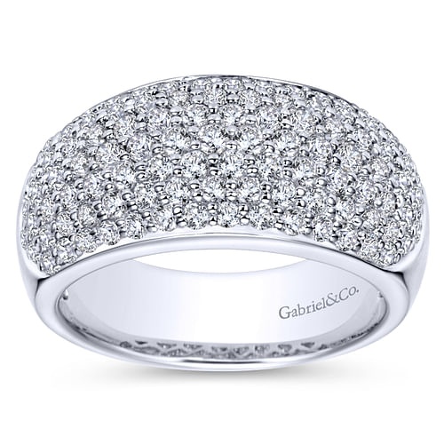 Wide 14K White Gold Diamond Pavé Anniversary Band