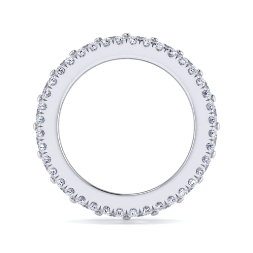 Wide 14K White Gold Emerald Cut Fancy Diamond Anniversary Band