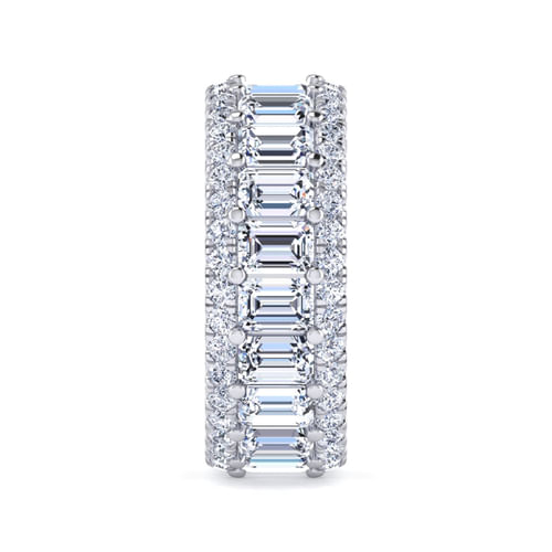 Wide 14K White Gold Emerald Cut Fancy Diamond Anniversary Band