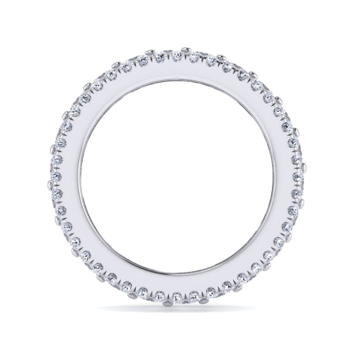 Wide 14K White Gold Emerald Cut Fancy Diamond Anniversary Band