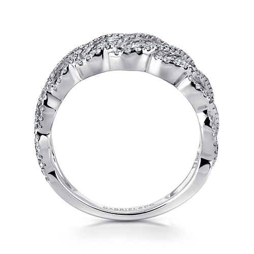 Wide 14K White Gold Fancy Diamond Anniversary Band