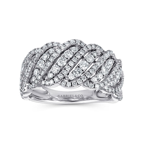 Wide 14K White Gold Fancy Diamond Anniversary Band