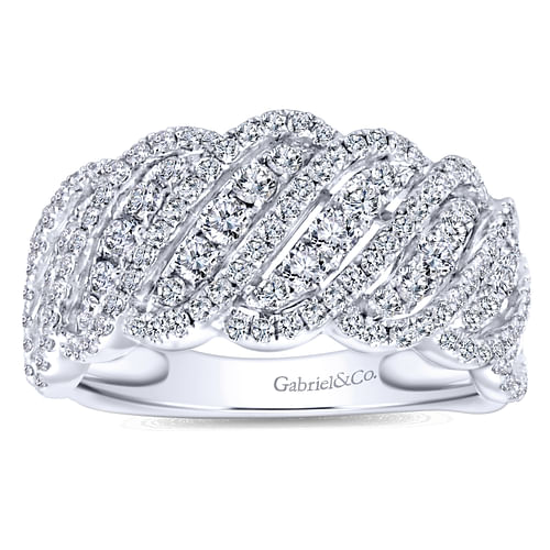 Wide 14K White Gold Fancy Diamond Anniversary Band