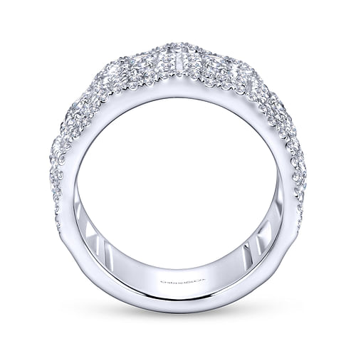 Wide 14K White Gold Fancy Diamond Anniversary Band